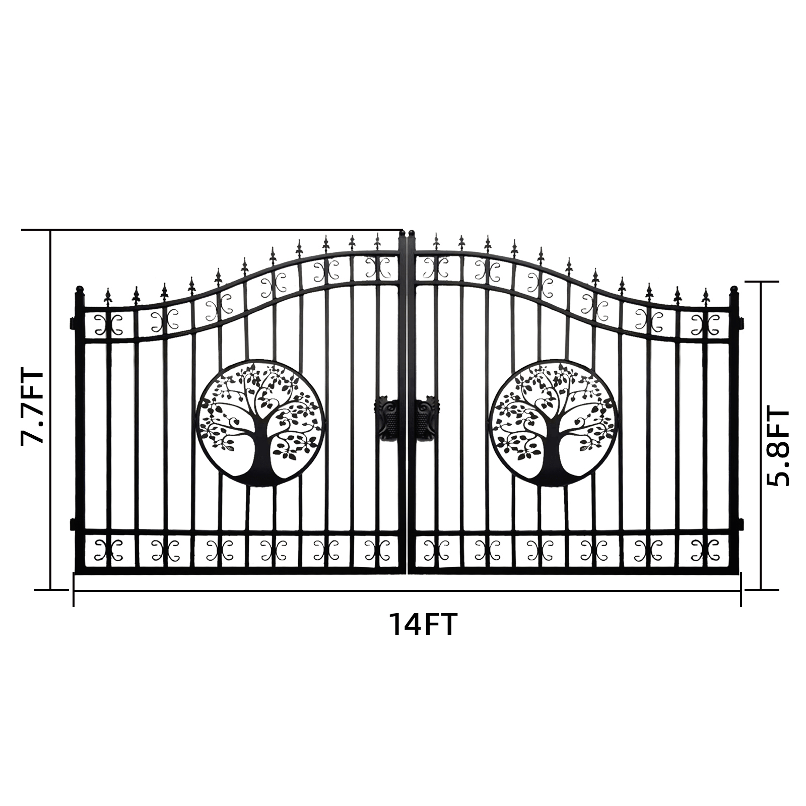 14x8 ft Steel Dual Swing Driveway Gate