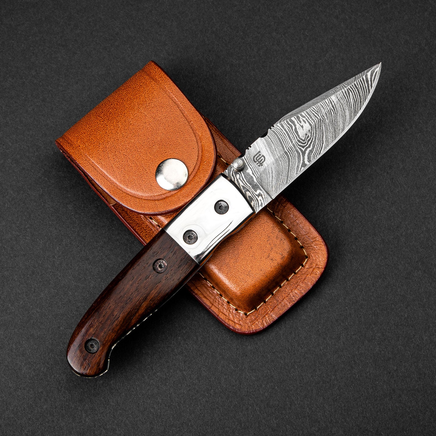 J.H. Patterson Damascus Steel Folding Knife