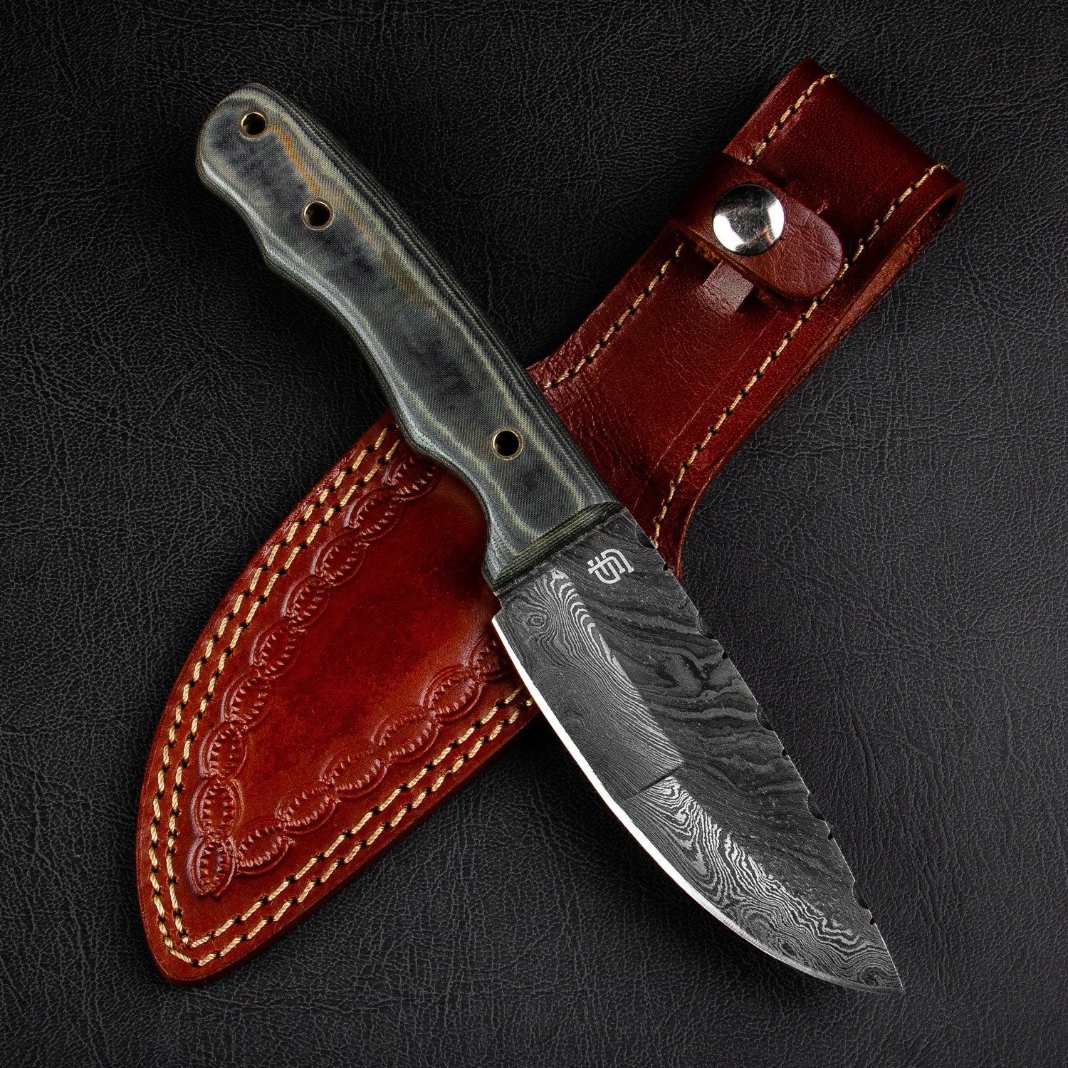 Bowie Damascus Steel Hunting Knife