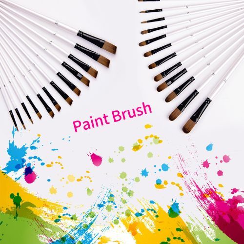 12Pcs- Original Artist Paint Brush Set Nylon Bristles Brushes for Watercolor Acrylic Oil Painting