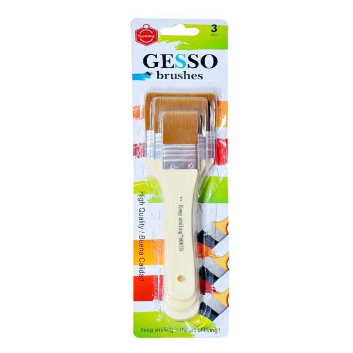 3 Pcs- Original High Quality Keep Smiling Gesso Wide Soft Brushes Set