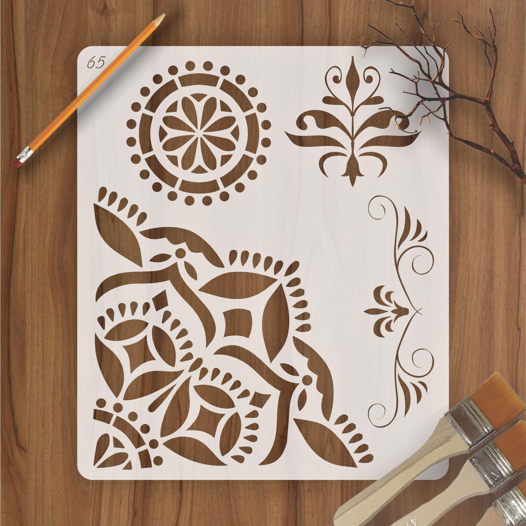4 different design in 1 Reusable Stencil for Canvas and wall painting.ID#65