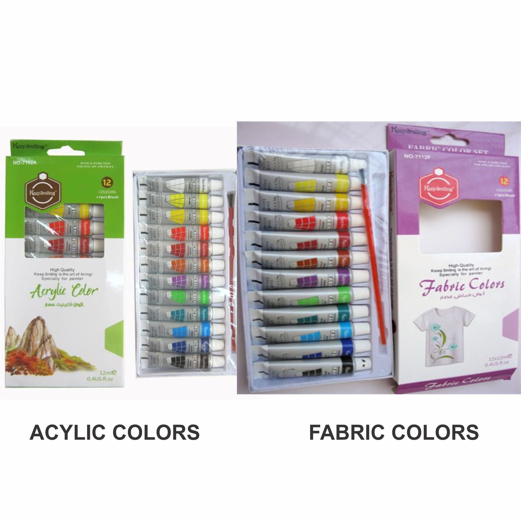 12 pcs/Pack 12ml  Original Keep Smiling Acrylic Color with free one Brush