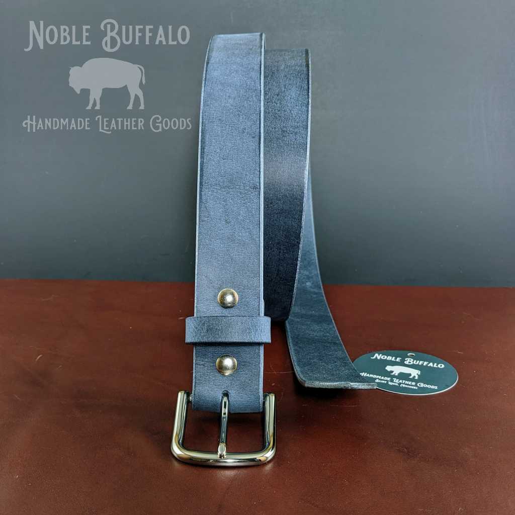 Denim Blue - "Crazy Horse" Buffalo Leather Belt