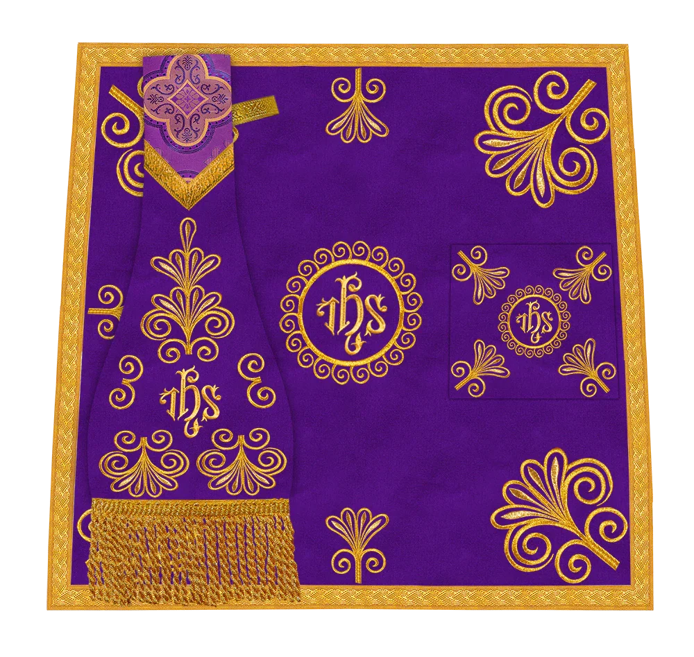 Altar mass set with ornate embroidery