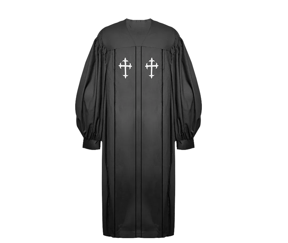 Black Pulpit Robe with Trims