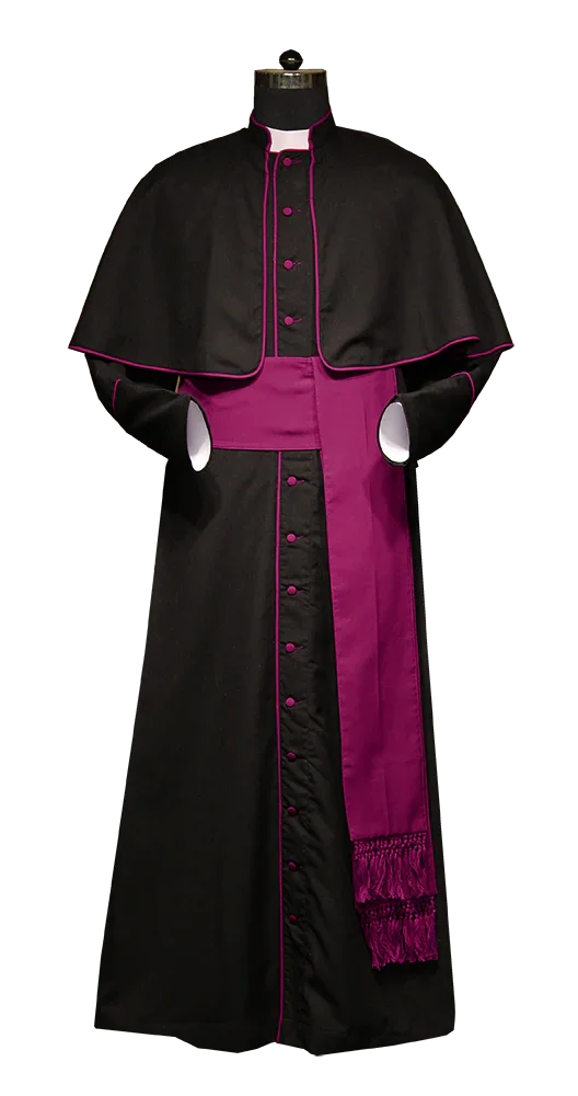 Black Roman Cassock With Trims