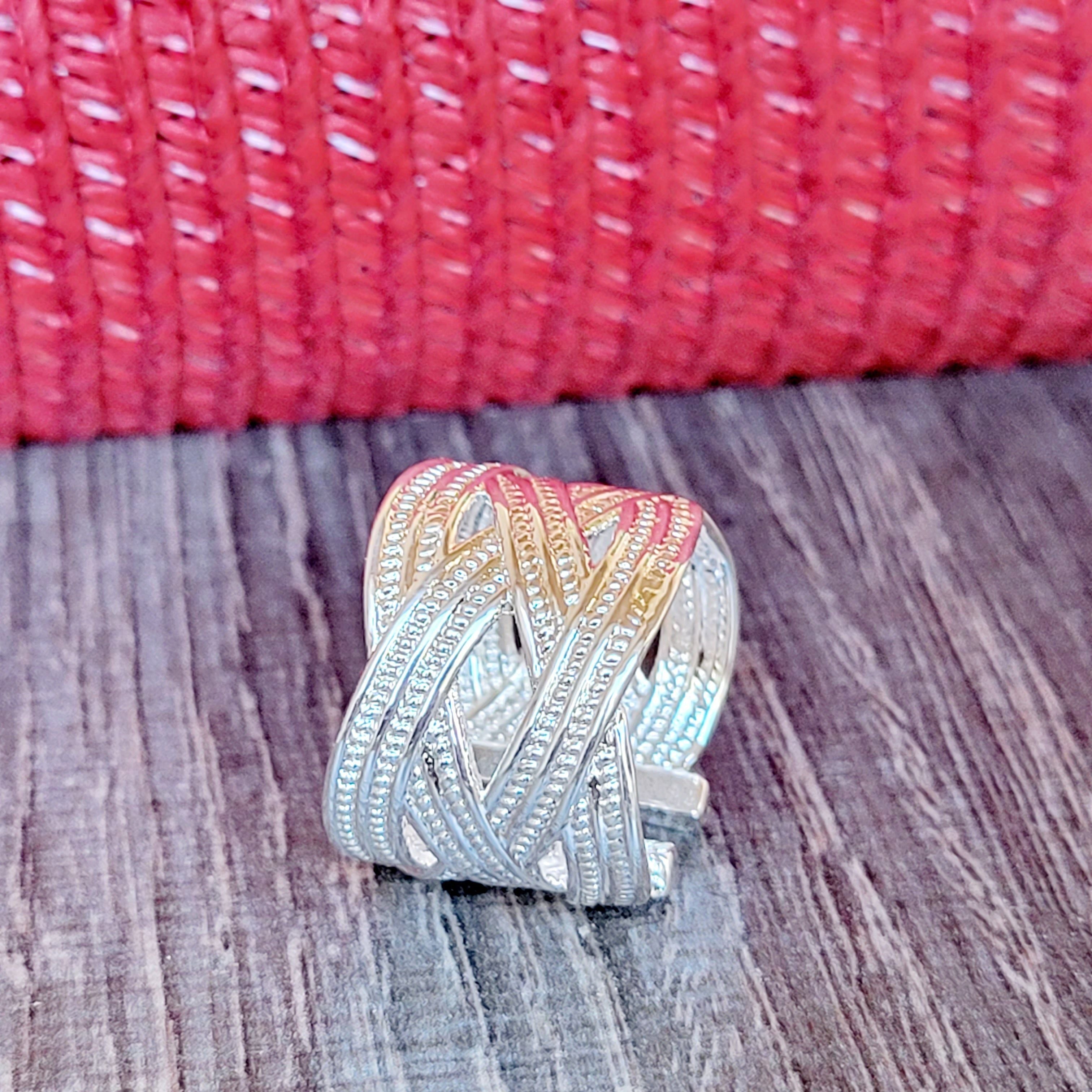 Woven Adjustable Sterling Silver Ring