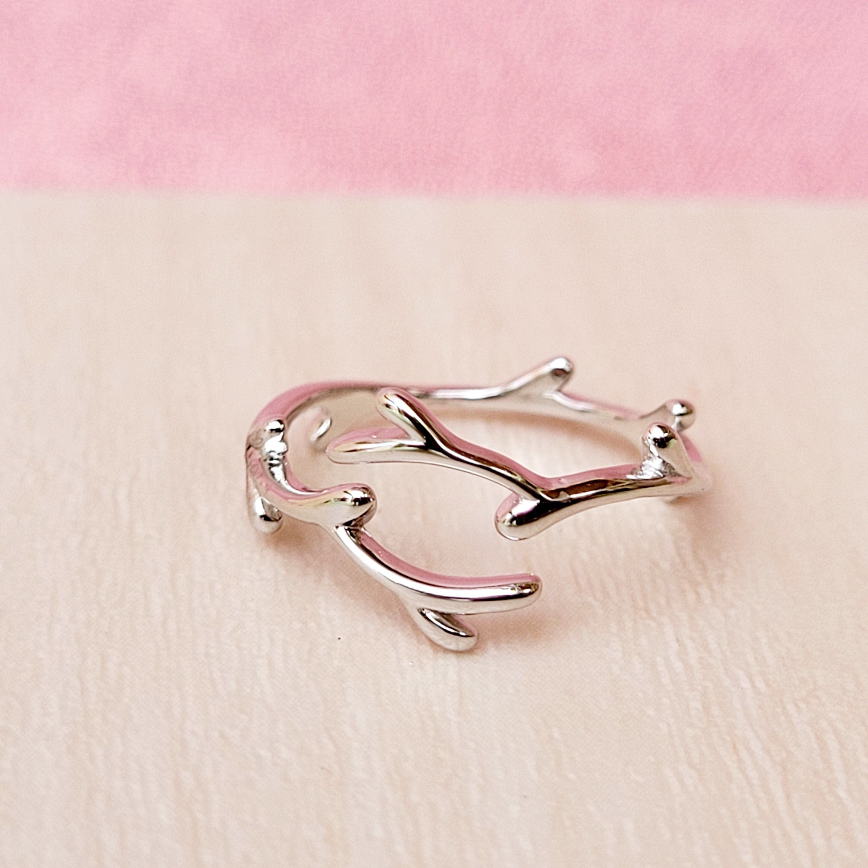 Leaf Adjustable Sterling Silver Ring