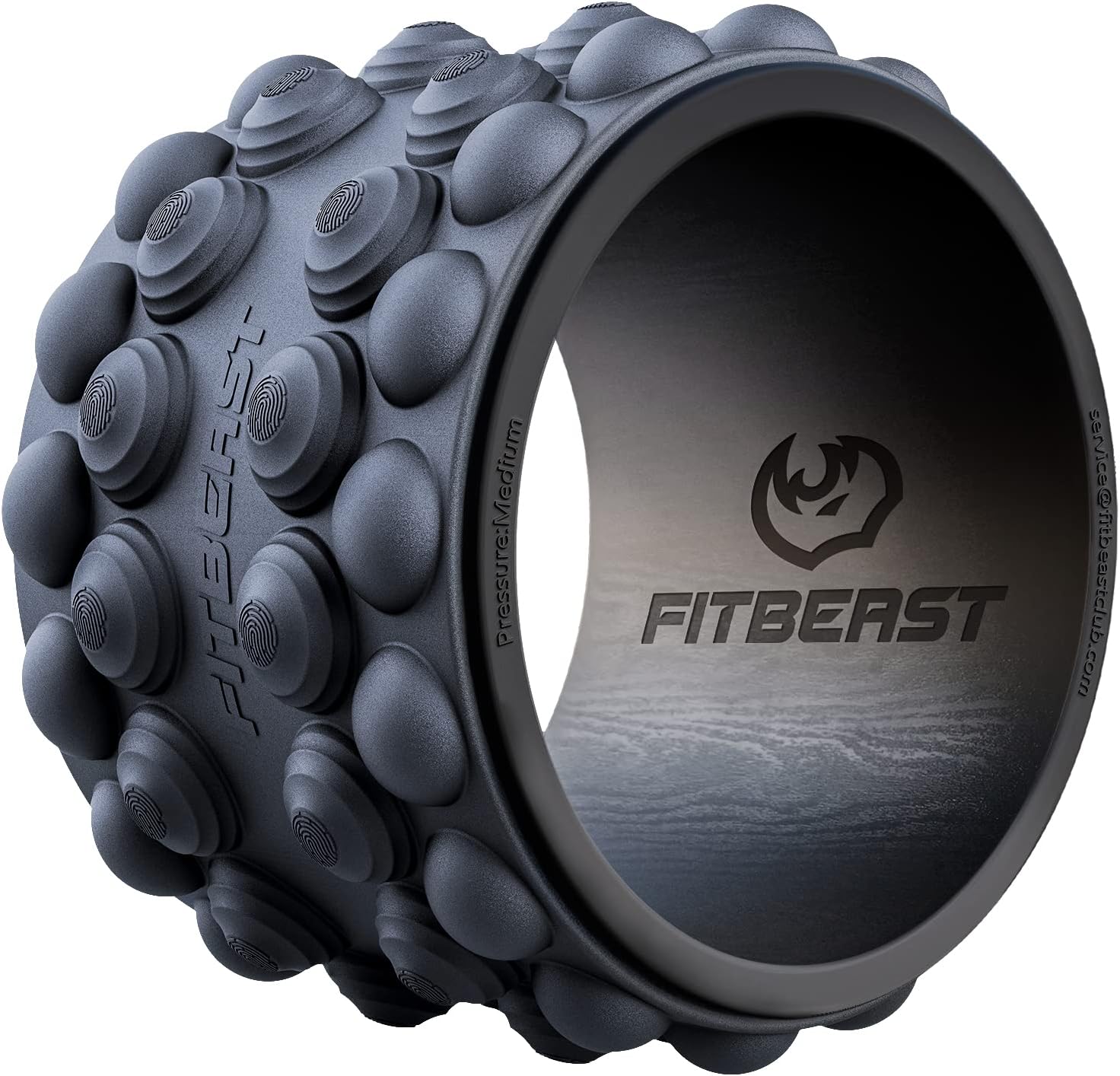FitBeast Back Roller, Back Wheel Foam Roller - Targeted Muscle Roller for Deep Tissue Massage, Back Stretcher - 9" Black
