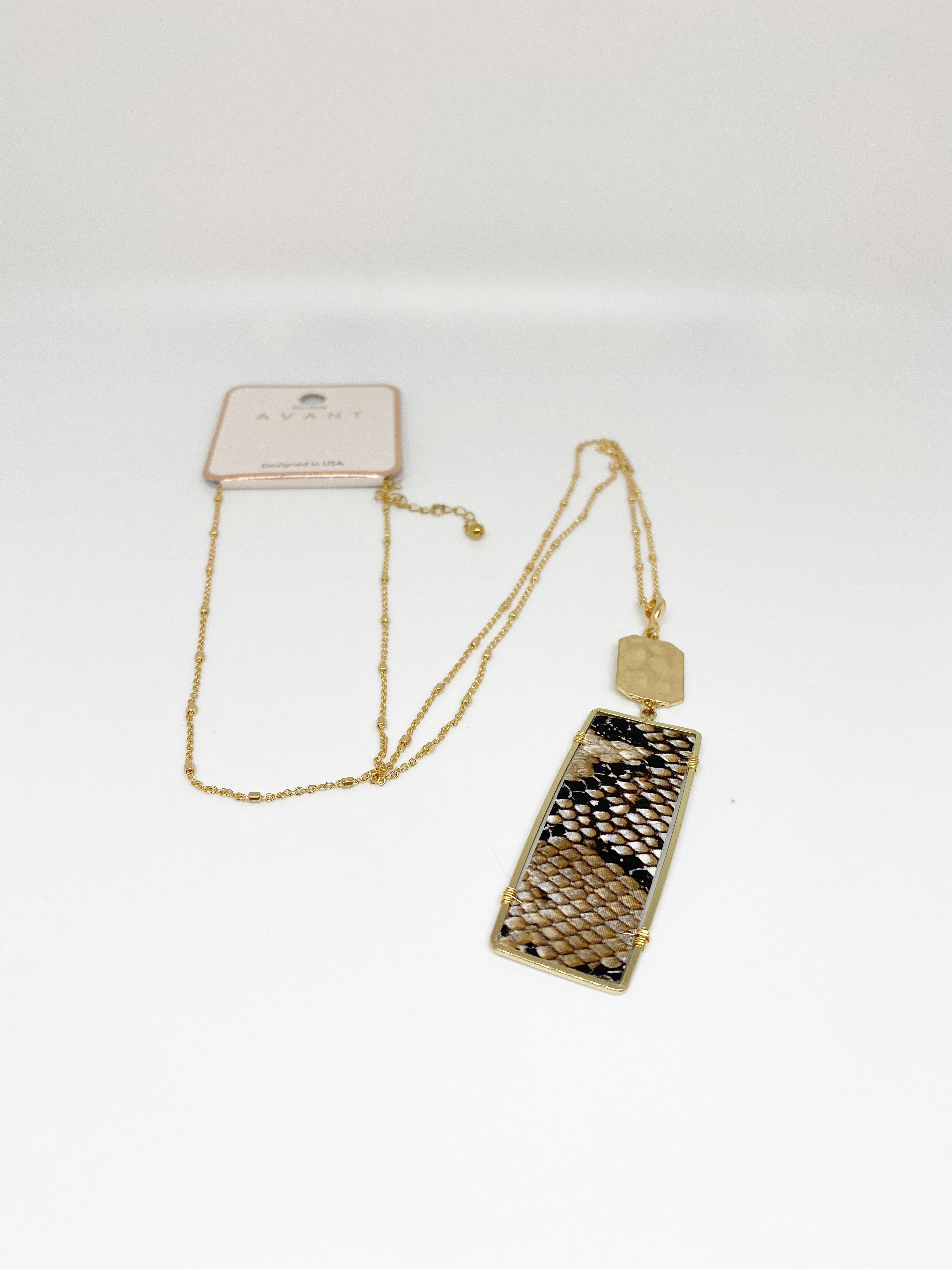 Avant Rectangular Snakeskin Necklace