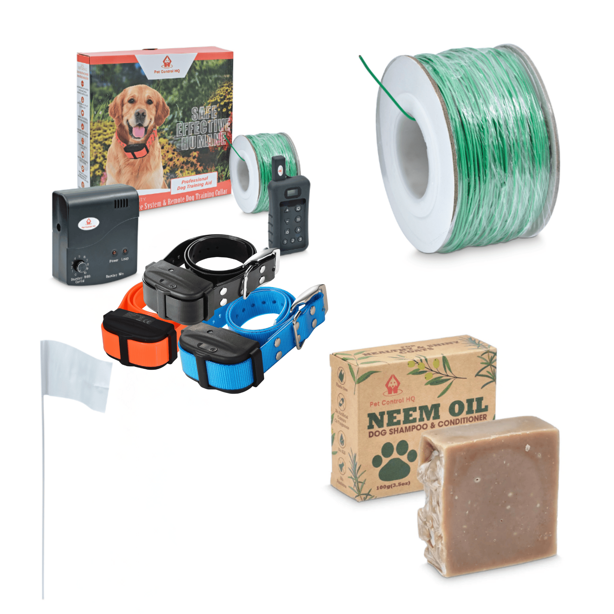 Deluxe Electric Dog Fence with Remote Dog Training Collar + Bonuses up to 3 Shock Collars Option