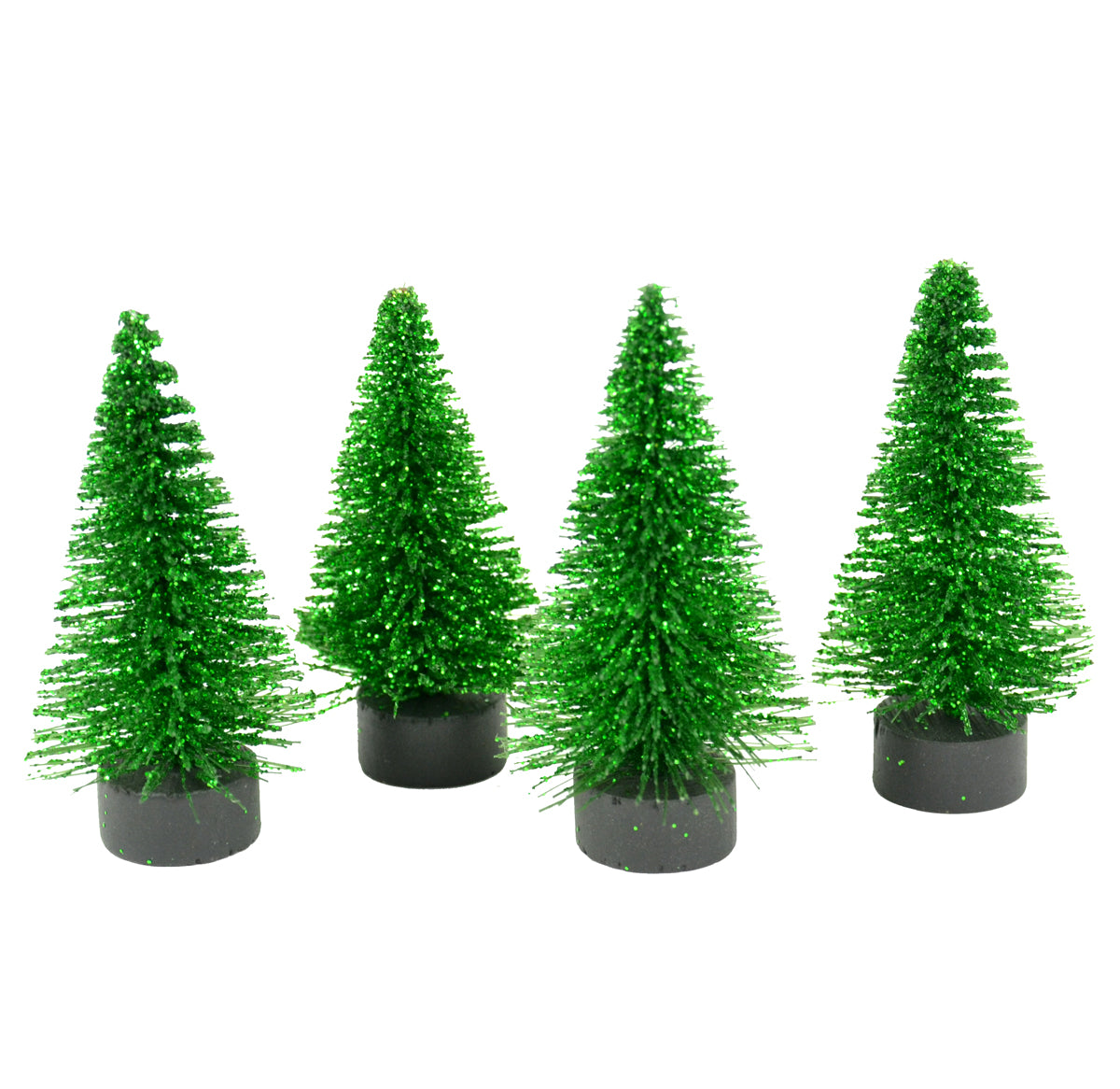 Artificial Green Glitter Pine Trees, Mini Christmas Trees