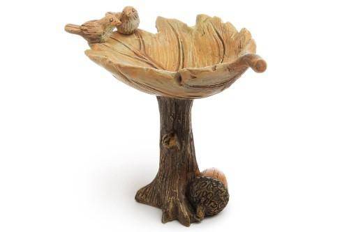 Birds Resting On Leaf Birdbath, Mini Birdbath, Fairy Garden Birdbath