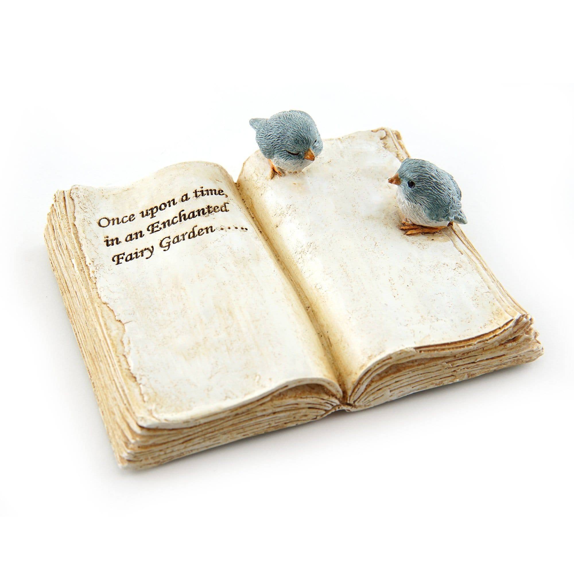 "A Fairy Garden Tale" Book with Birds, Fairy Garden, Birds Reading, Mini Birds