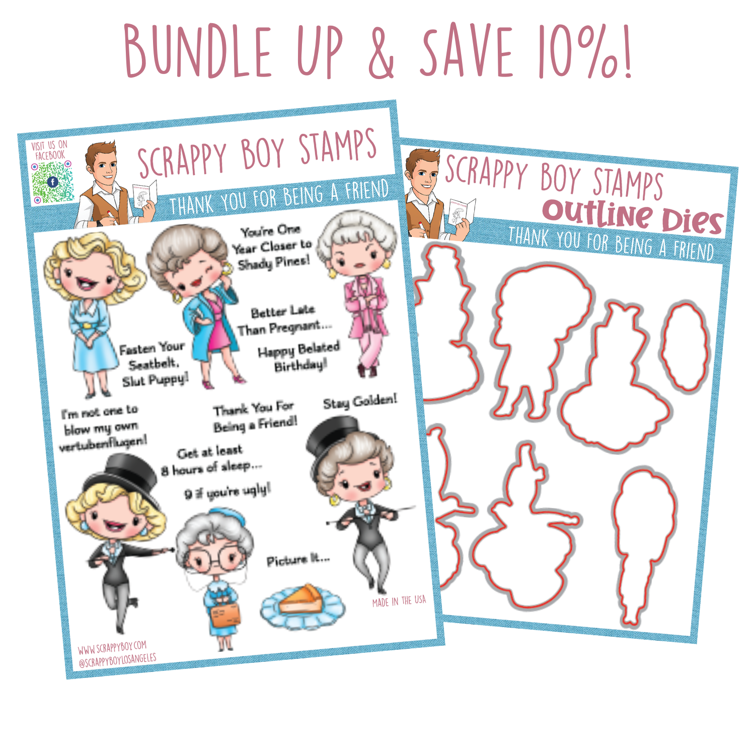 Bundle -  Thank You For Being A Friend Stamp & Outline Dies