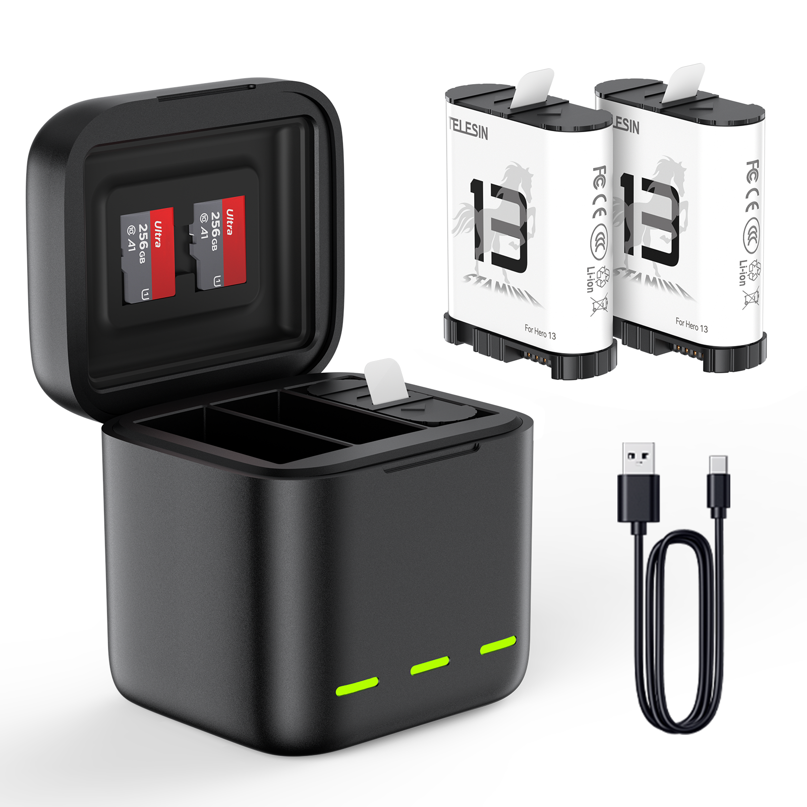 Retractable charging box for Gopro 13