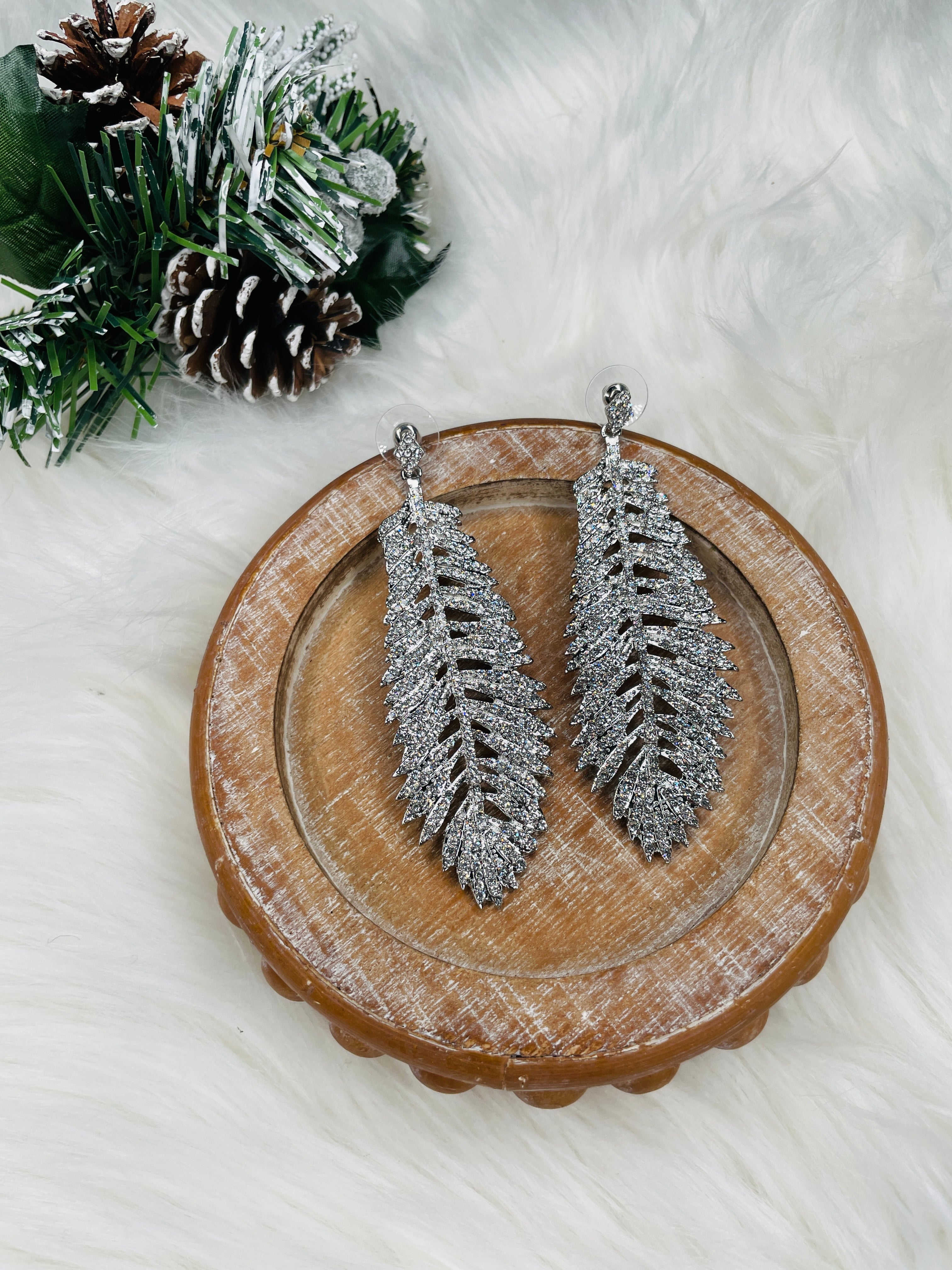 Dramatic Feather Rhinestone Earring