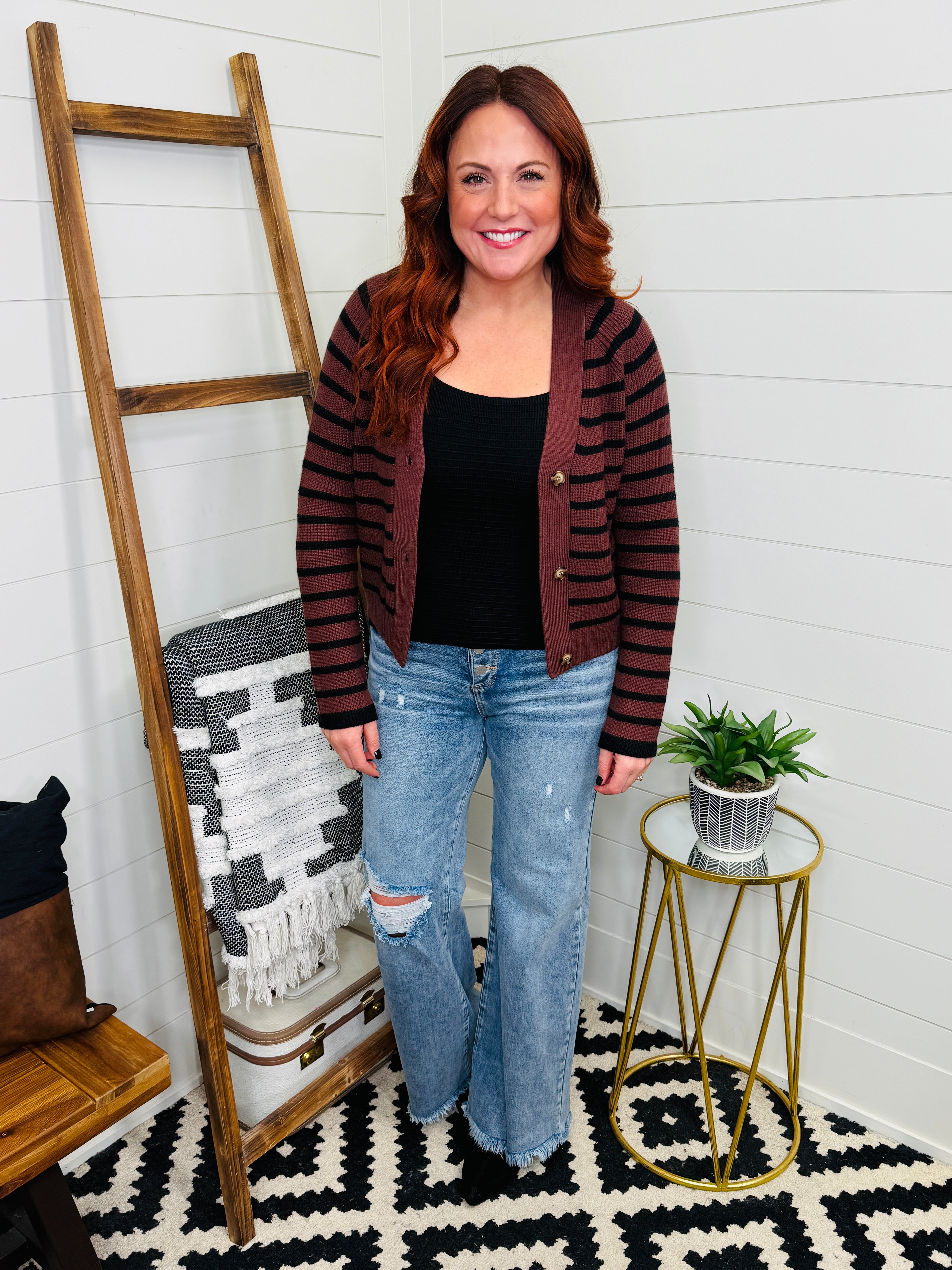 Brown and Black Stripe Cardigan