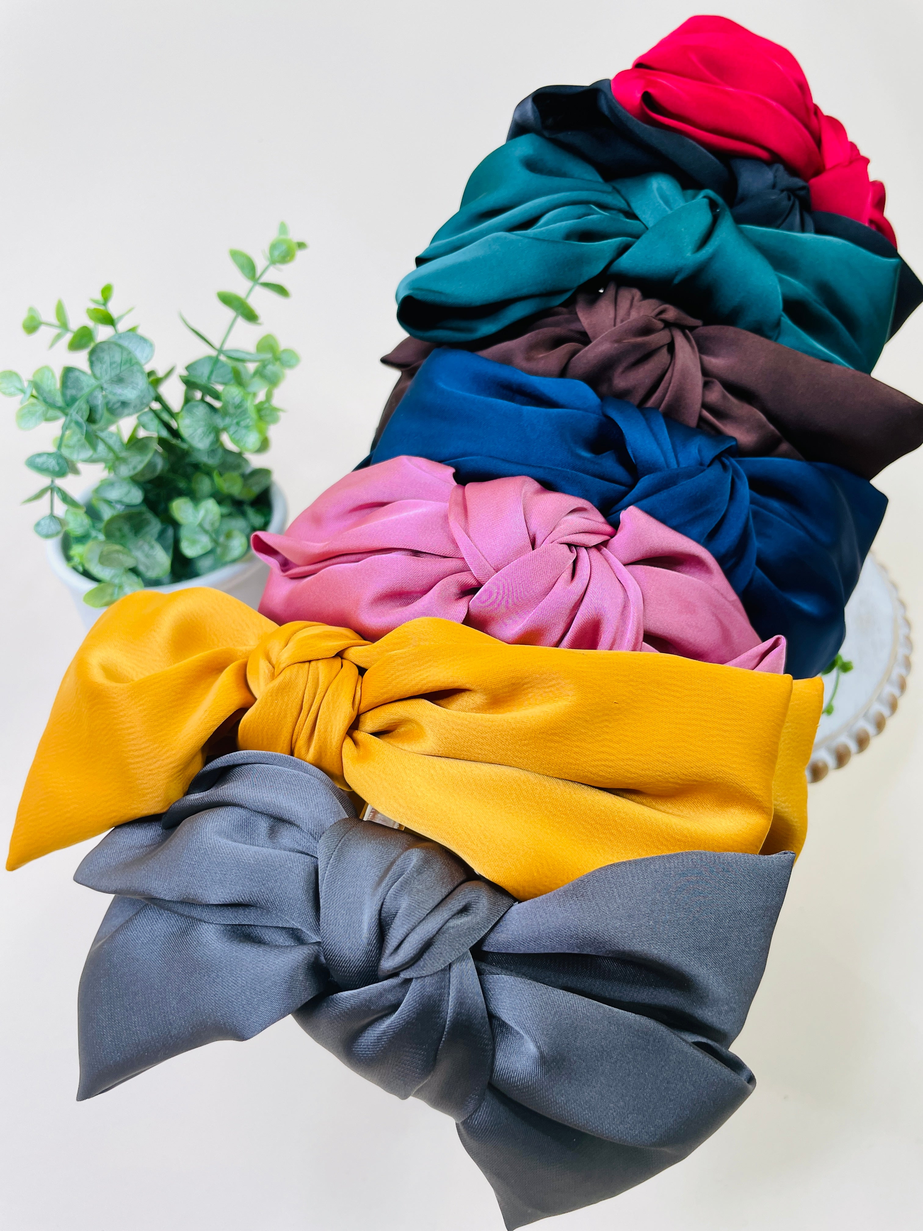 Elegant Satin Bow Headband: 8 Colors