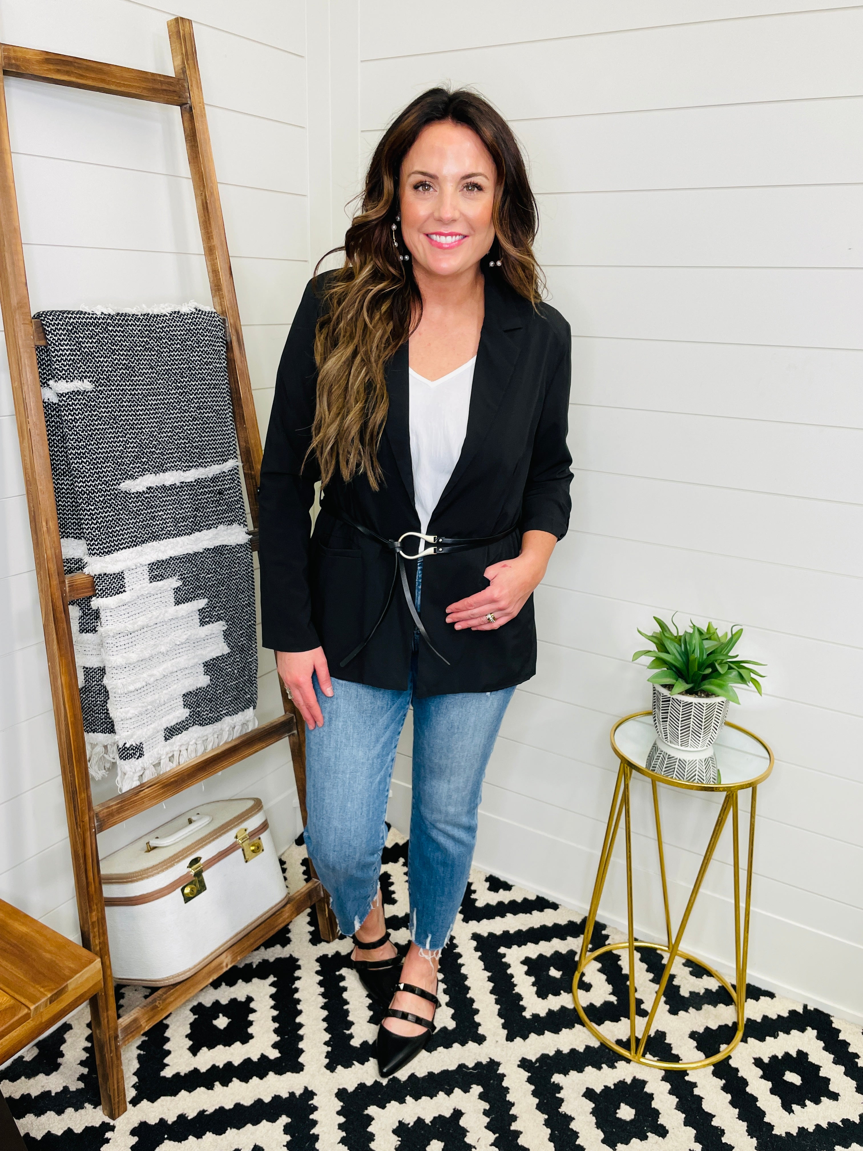 Closet Staple Belted Black Blazer