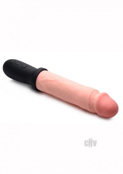 8x Auto Pounder Vibrating and Thrusting Dildo With Handle - Flesh