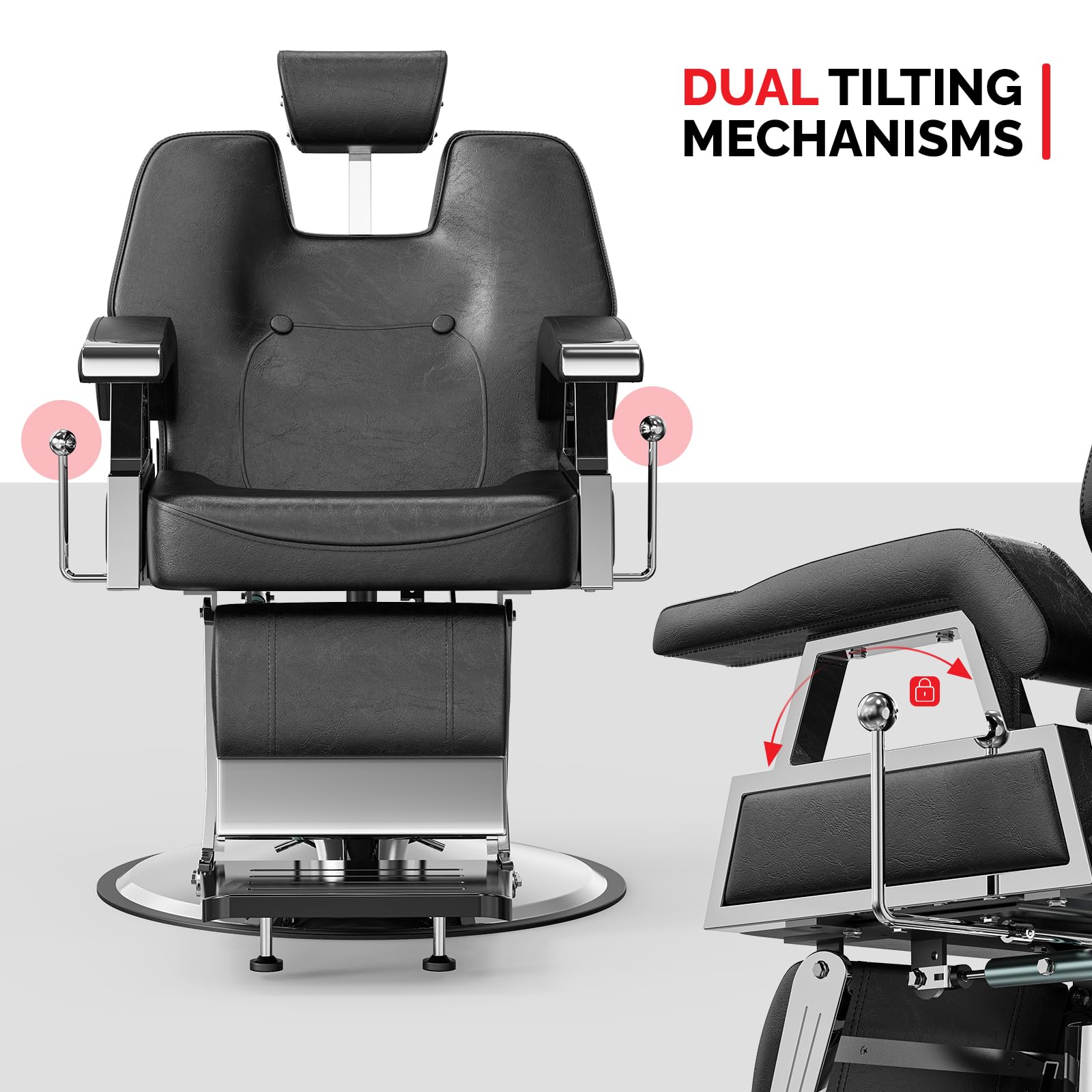 OmySalon BC1501 Professional Heavy Duty Hydraulic Reclining Barber Chair