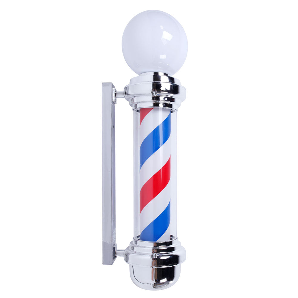 OmySalon 32in Classic Style Barber Pole LED Light with Rotating Red White Blue LED Strips