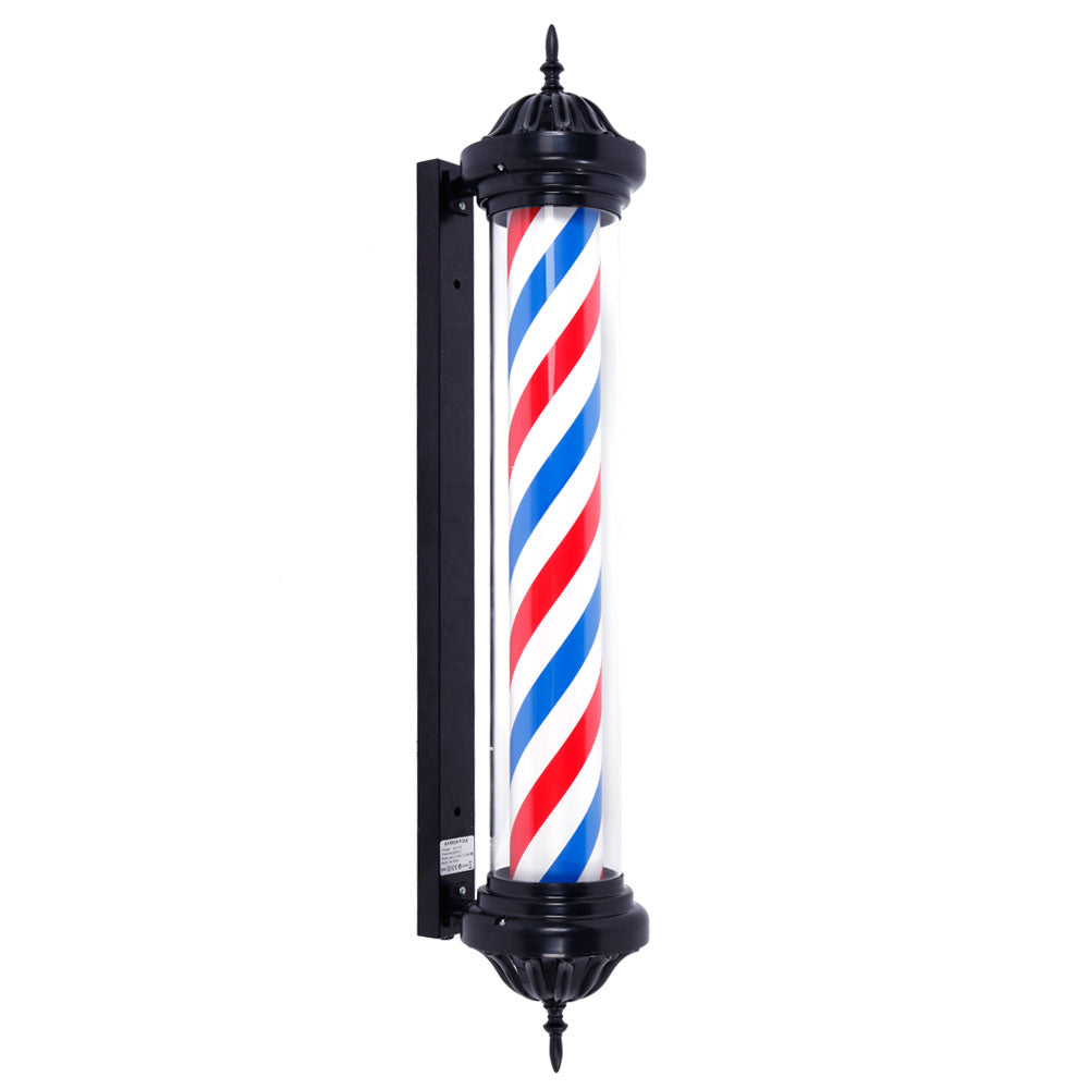 OmySalon 41in Rome Style Barber Pole LED Light with Rotating Red White Blue LED Strips
