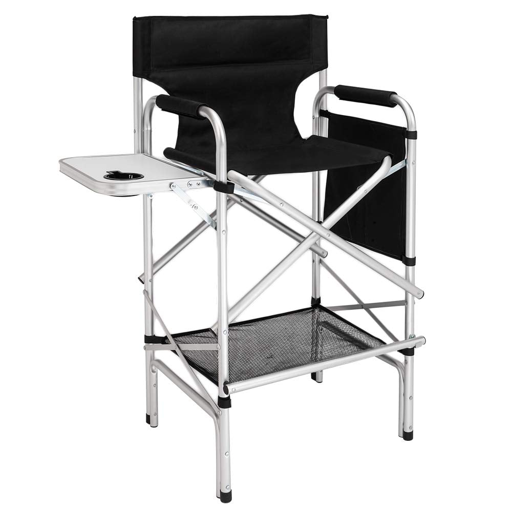 Omysalon 31in Portable Foldable Director Chair Makeup Artist Chair with Side Table