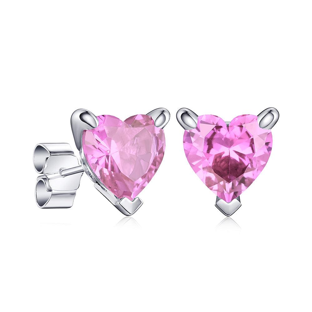 1 CT. Heart Shaped Birthstone Gemstone Stud Earrings