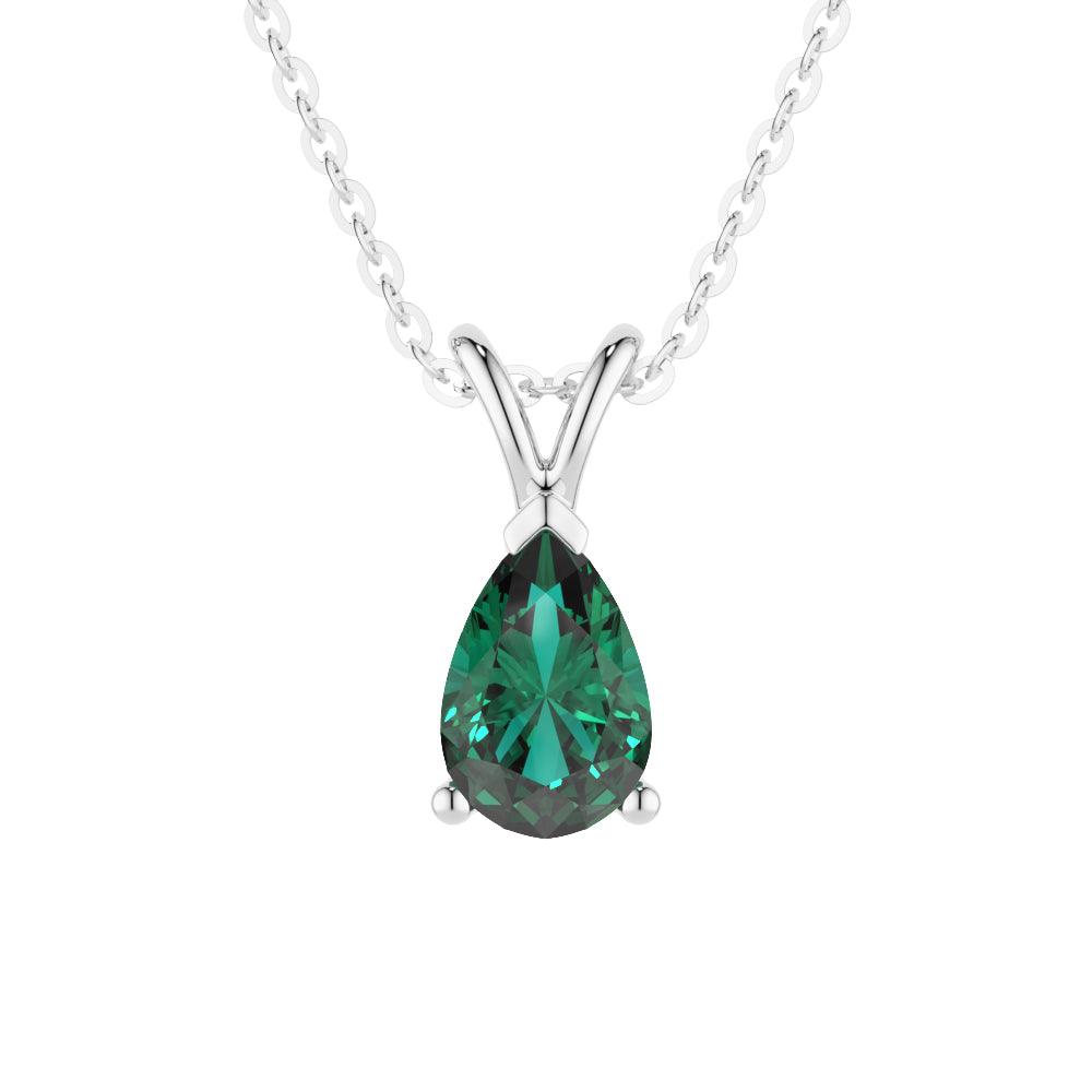 1.5 CT. Pear Shaped Emerald Solitaire Pendant
