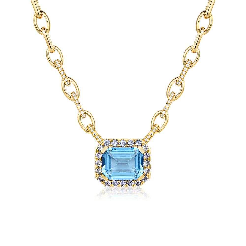 "Aqua Earth Conservation Champion" Aquamarine and Sapphire Necklace