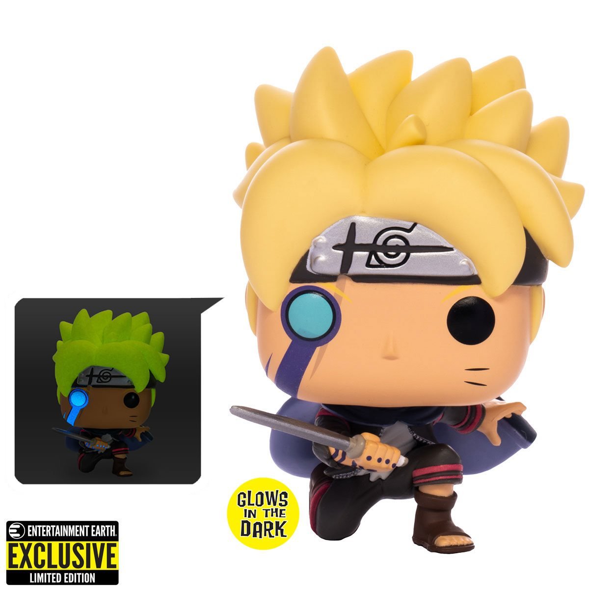 INSTOCK Boruto with Marks Glow-in-the-Dark FUNKO Pop! Vinyl Figure - Entertainment Earth Exclusive