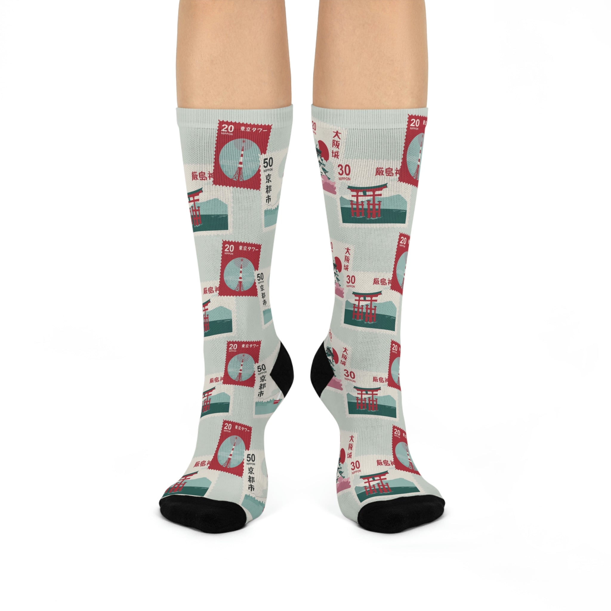 Asian Stamp Socks Unisex Adult Stretchy Mid Calf Original