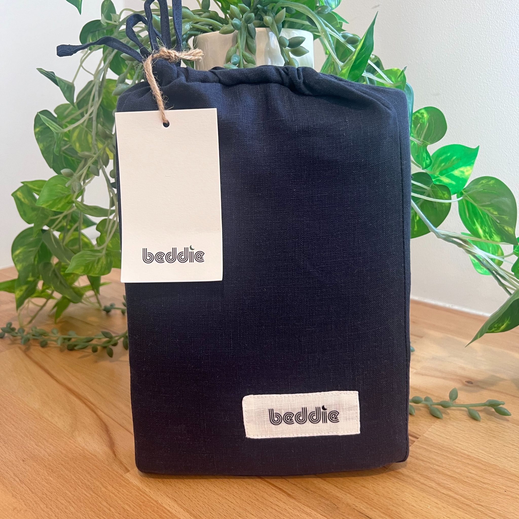 Navy Linen Pillowcase Set