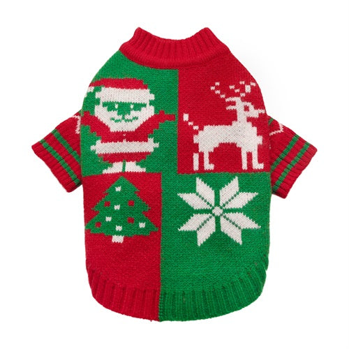 Christmas Reindeer Color Block Sweater