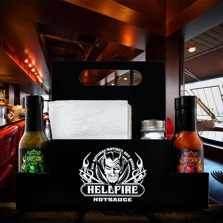 Custom Hellfire Restaurant Style Hot Sauce/ Condiment Holders