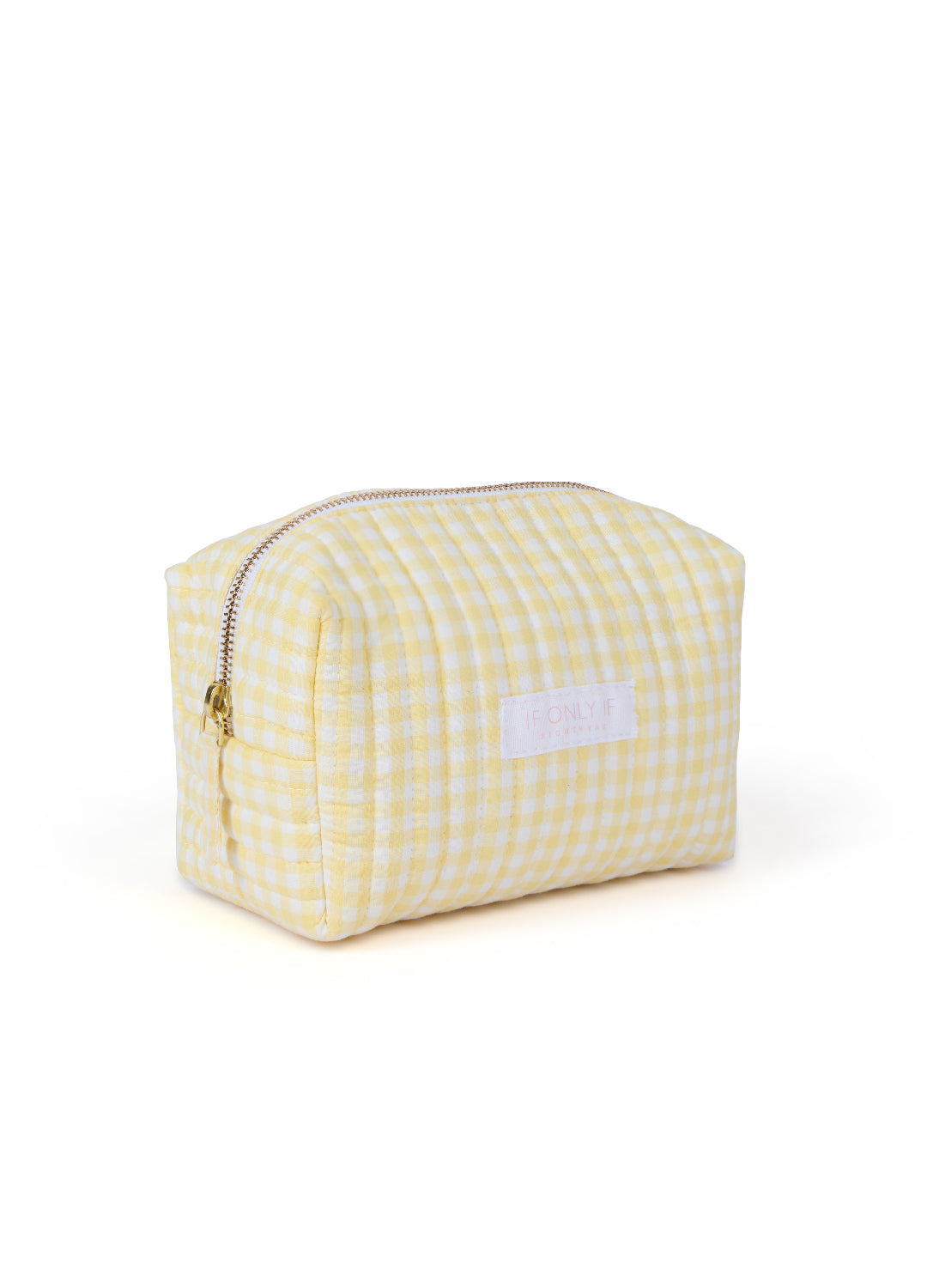 Buttercup Yellow Gingham Makeup Bag - Small
