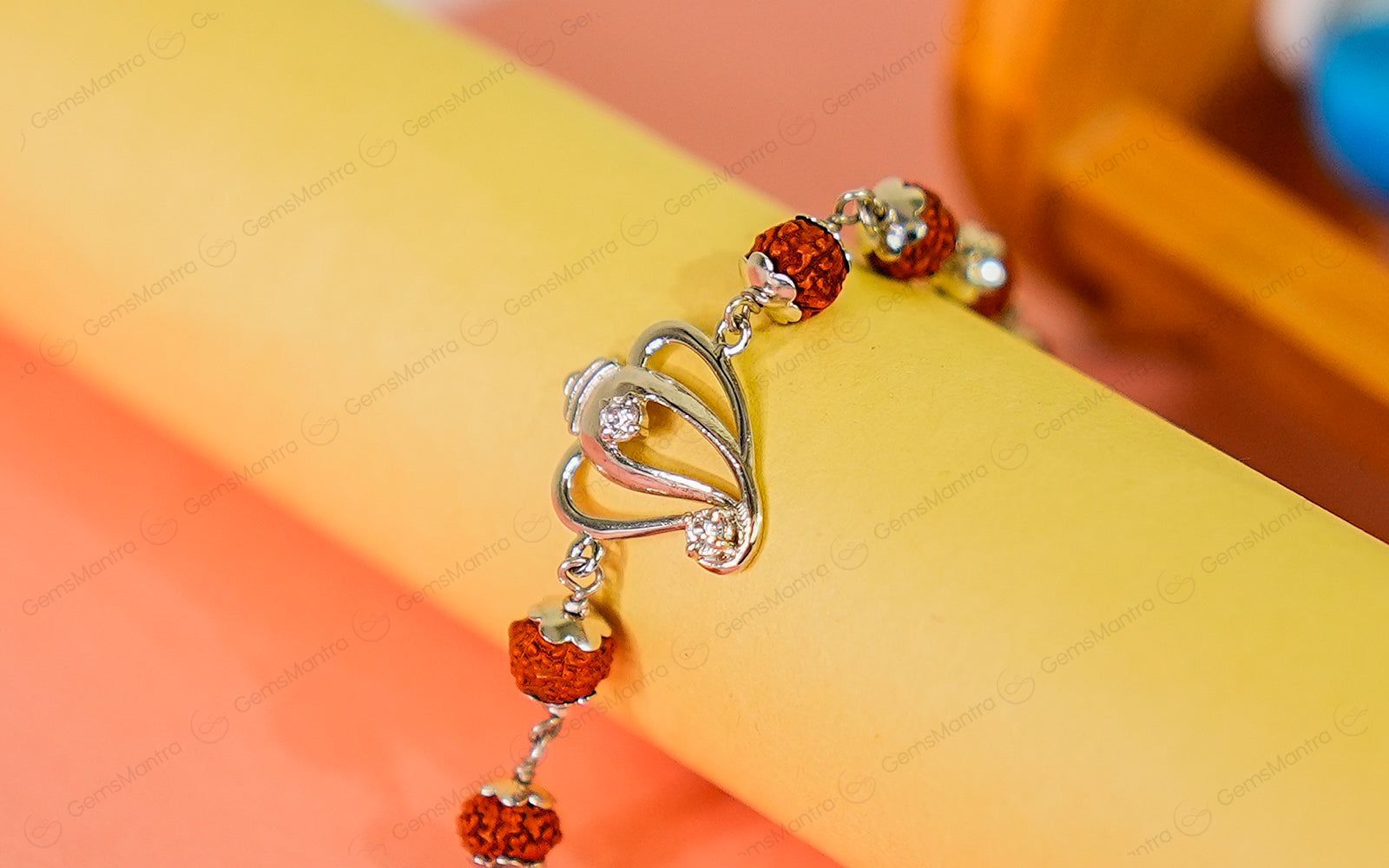 5 Mukhi Rudraksha Silver Ganesh Bracelet for Kids - 5 Beads (92.5 Sterling Silver)