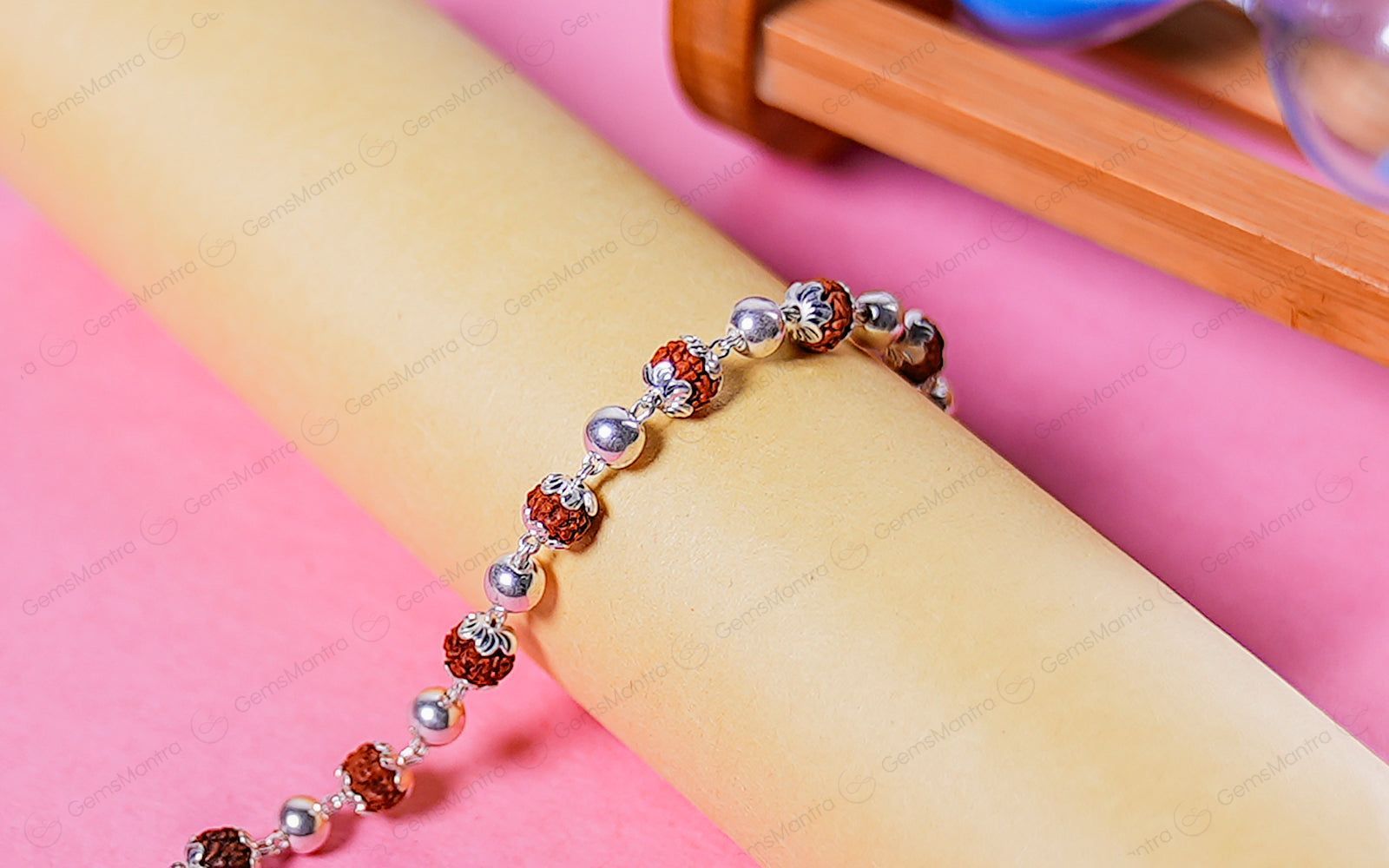 5 Mukhi Rudraksha Silver Moti Bracelet for Kids (92.5 Sterling Silver)