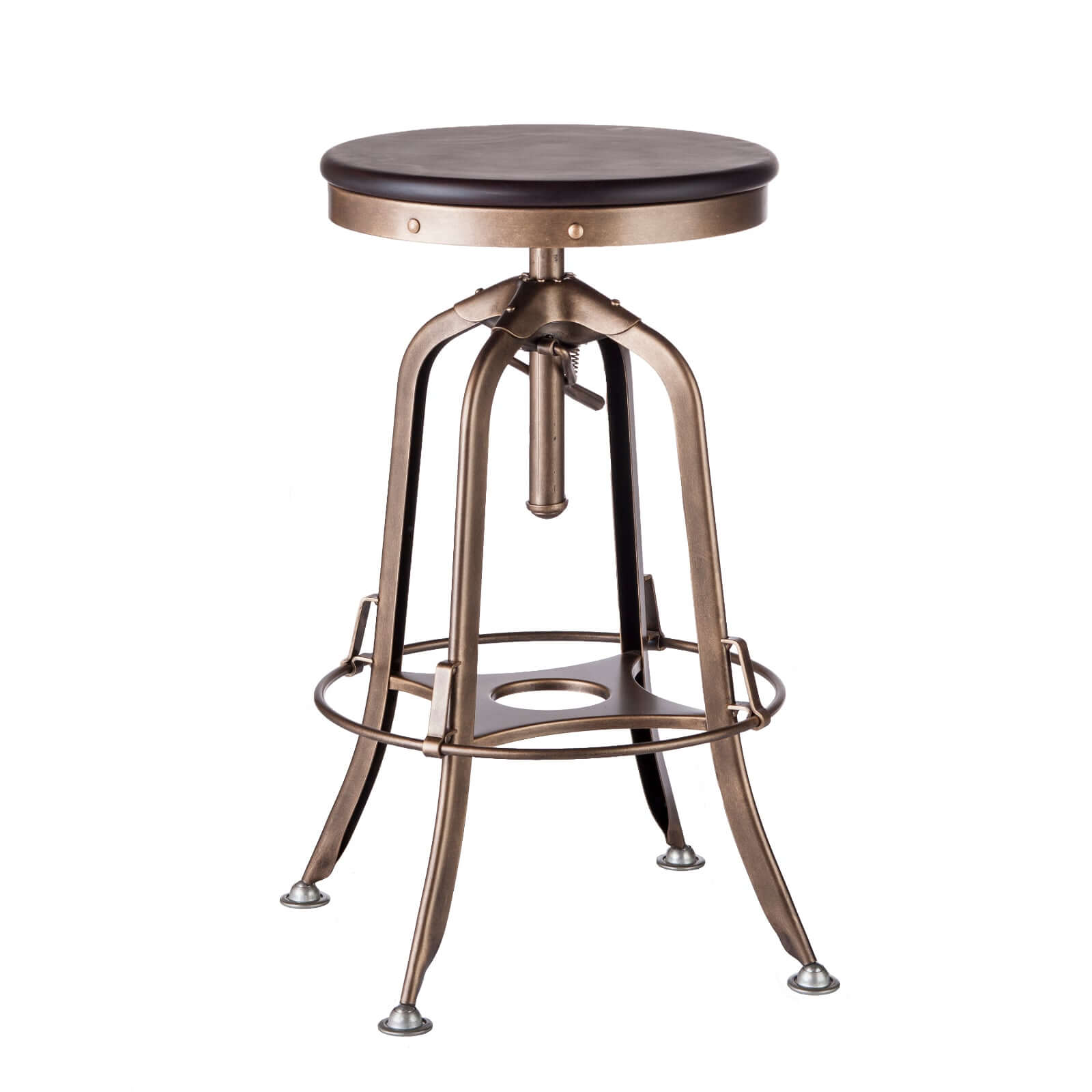 Brass Bar Stool with Wood Top