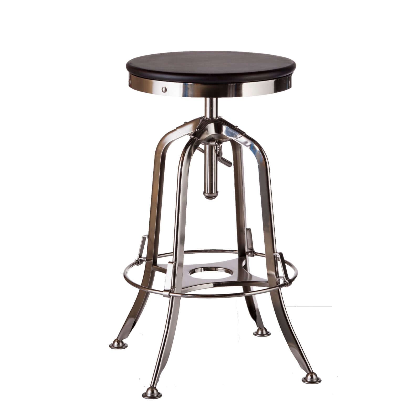 Nickel Bar Stool with Black Top