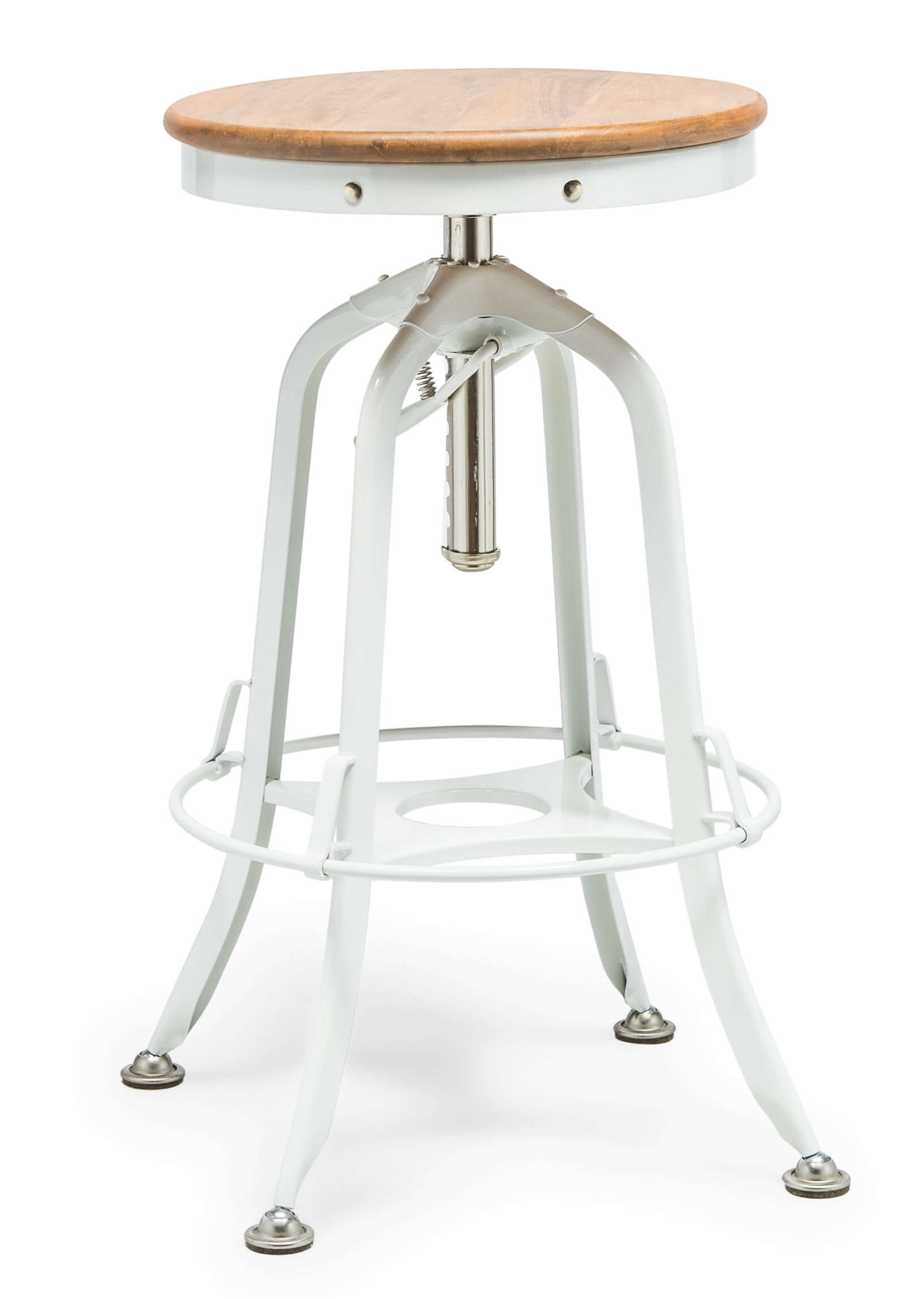 White Bar Stool with Wood Top