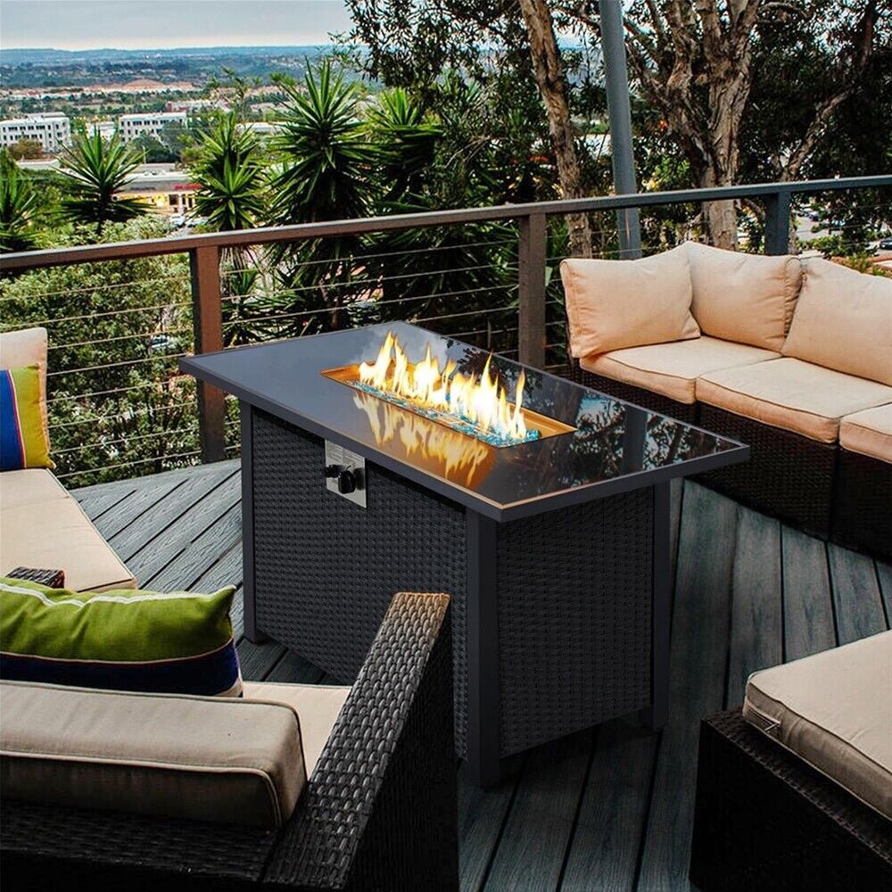 43″ Outdoor Patio Propane Gas Fire Pit Table – 50,000 BTU, Tempered Glass Top & CSA Certified