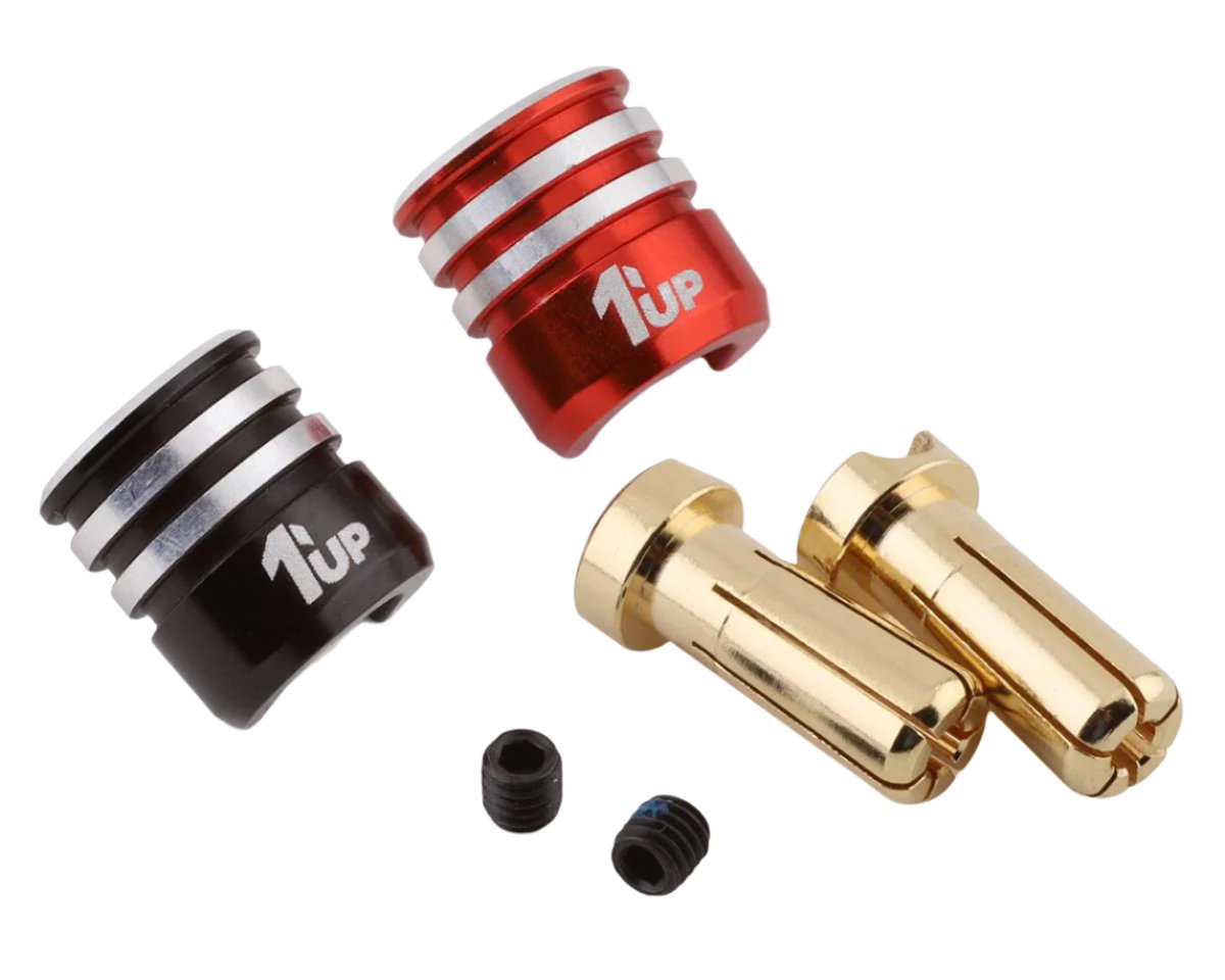 1UP Racing Heatsink Bullet Plug Grips w/5mm Bullets (Black/Red)