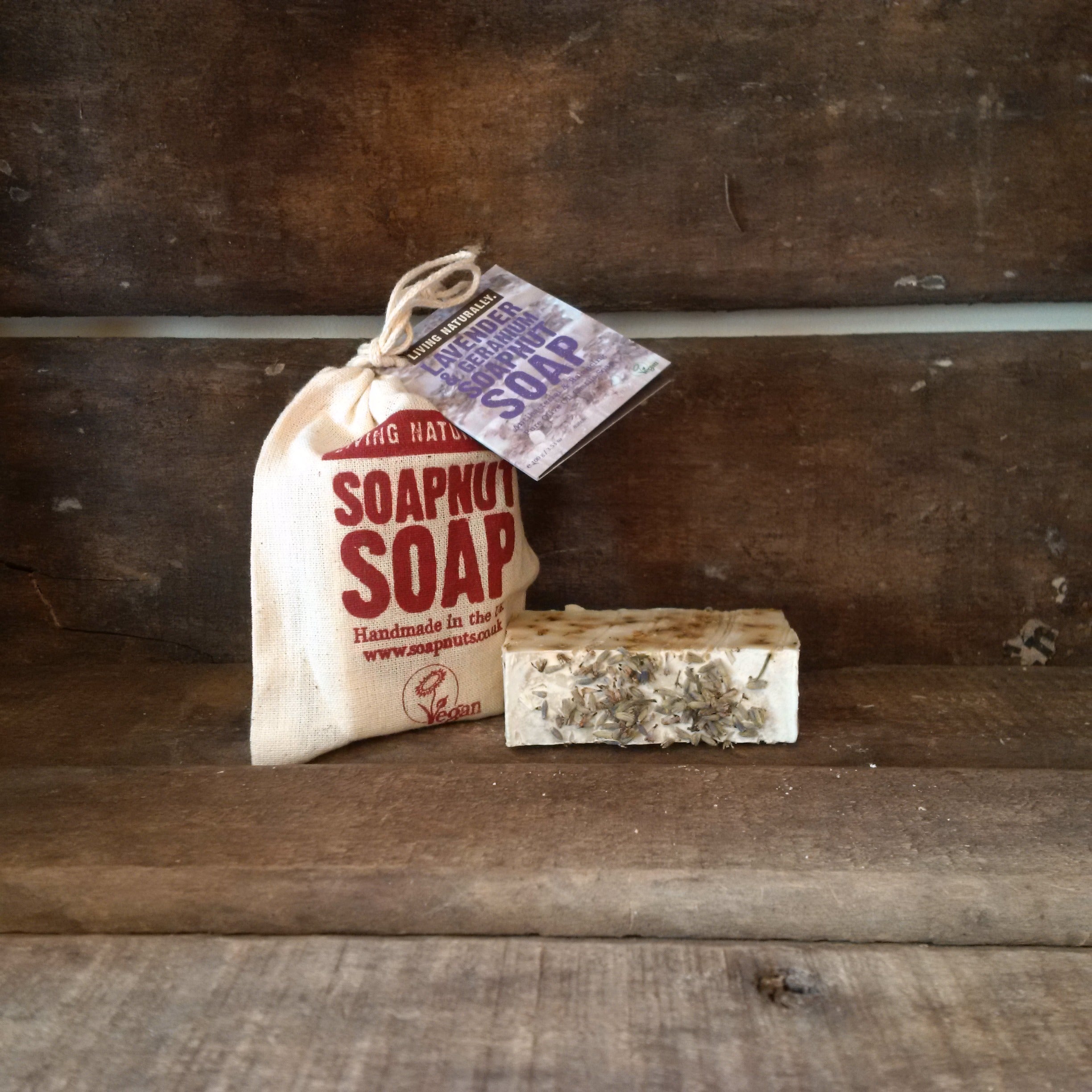 Lavender & Geranium Soapnut Soap 90g