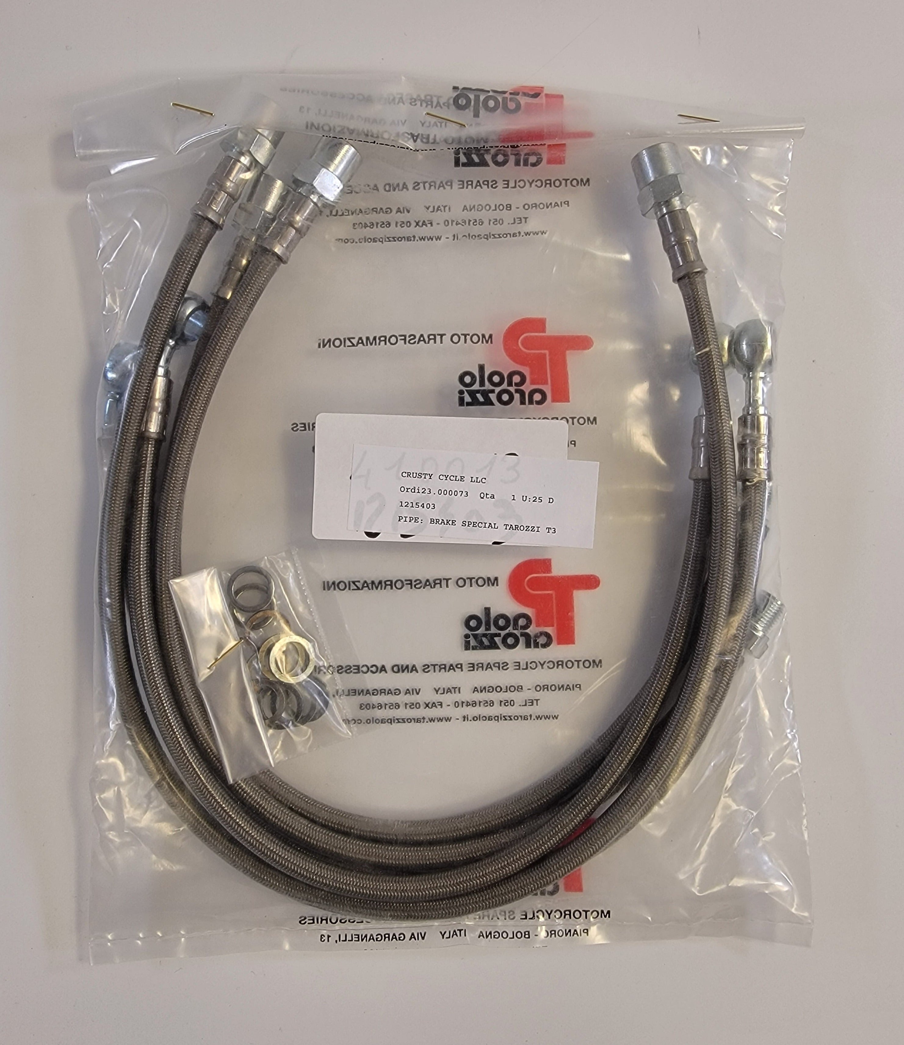 Moto Guzzi 1978 850T3 Tarozzi Stainless Brake Line Hose Kit 1215403