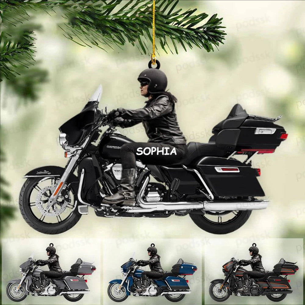 2024 Personalized Biker Woman Harley Motorcycle Christmas Ornament for Biker Gangster Lovers, Gift for Wife