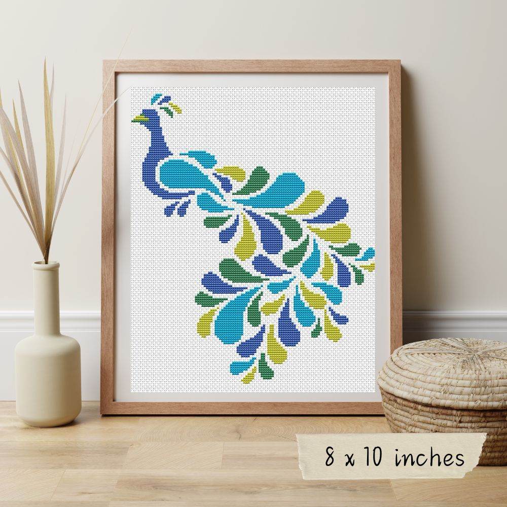 Abstract Peacock Cross Stitch Kit